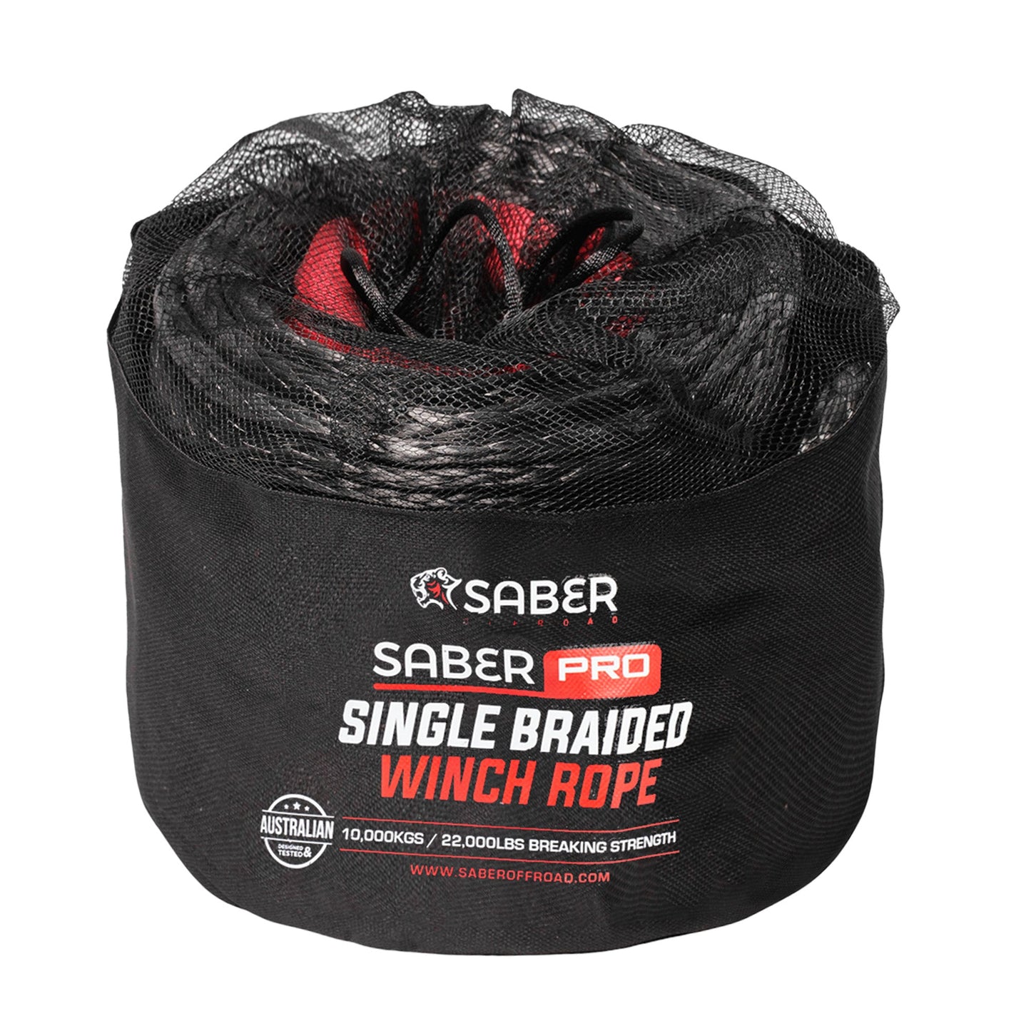 9,500KG - 10mm SaberPro® Black Single Braided Winch Rope - 30M