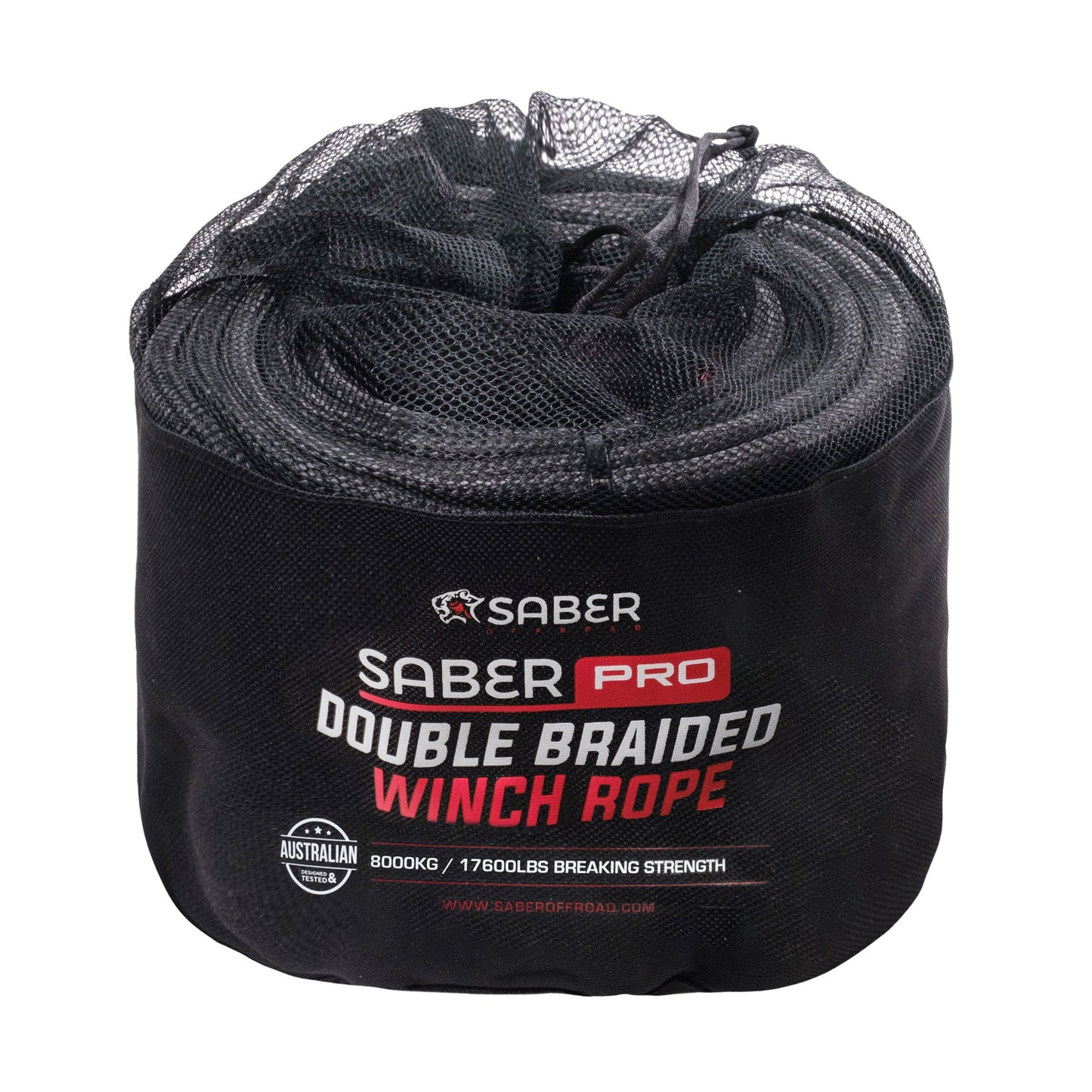 8,000KG - 10mm SaberPro® Black Double Braided Winch Rope - 30M