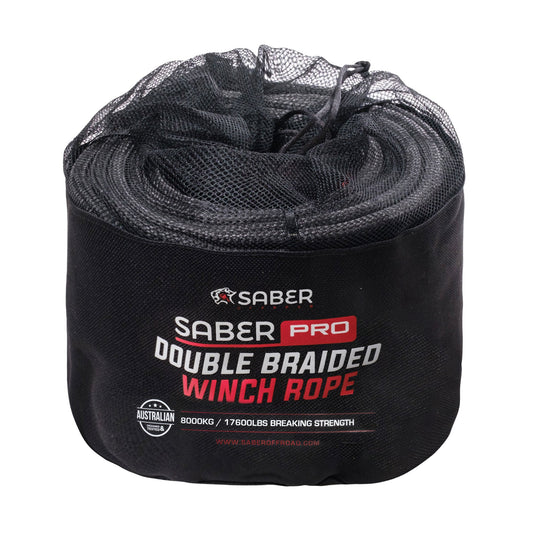 8,000KG - 10mm SaberPro® Black Double Braided Winch Rope - 30M