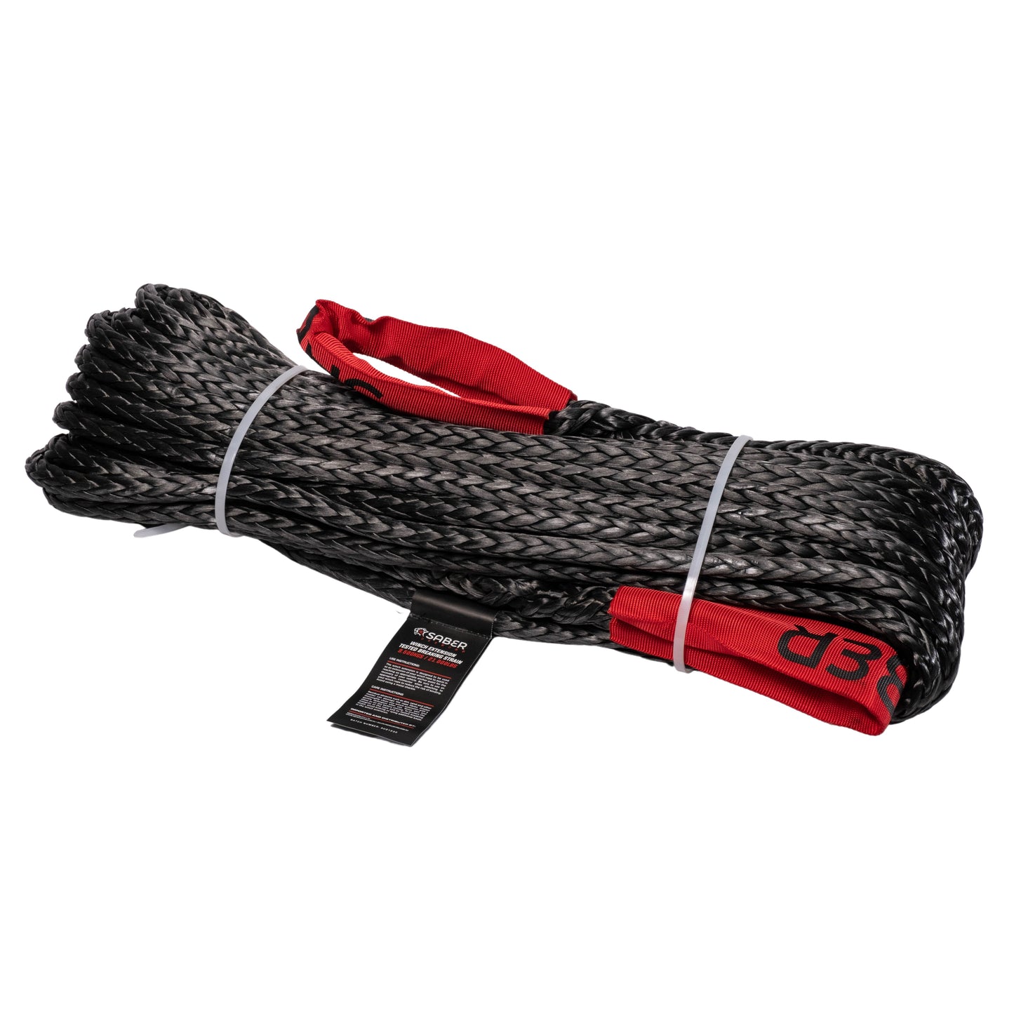 9,500KG Black SaberPro Winch Extension Rope w/Red Sheath Eyes - 20M