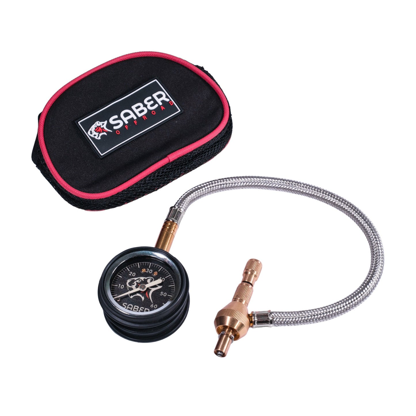 Quick Deflate Tyre Deflator with Glow in the Dark Face & Stainless Steel Braided Hose
