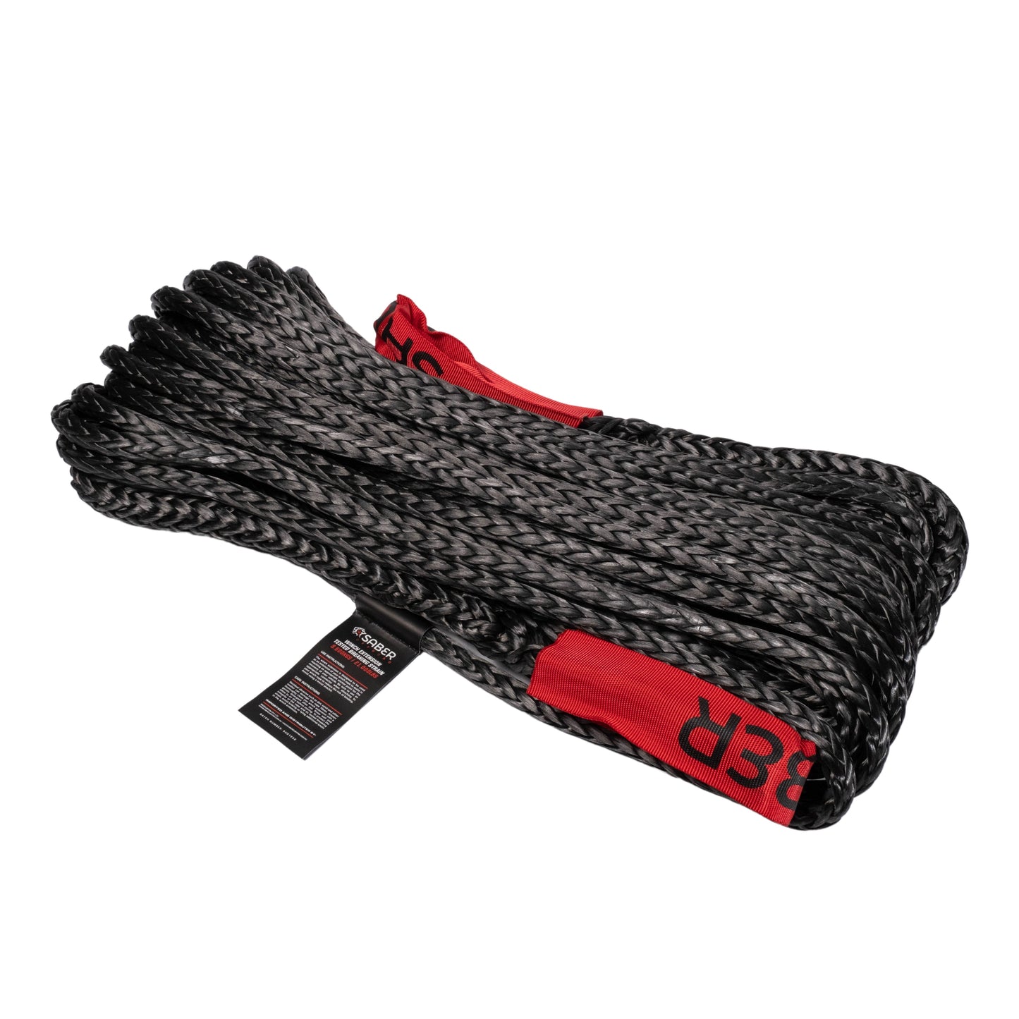 9,500KG Black SaberPro Winch Extension Rope w/Red Sheath Eyes - 20M